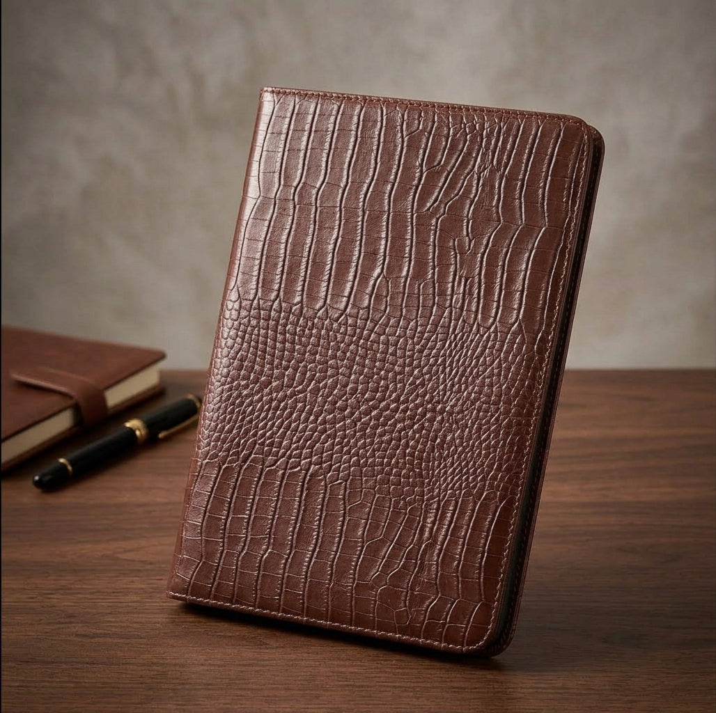 Croc-Embossed Leather iPad Case
