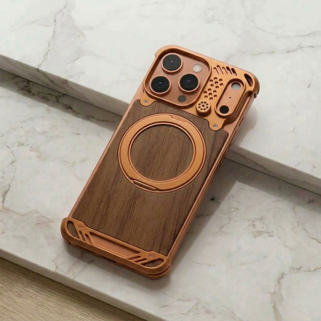 Walnut Wood & Metal Case