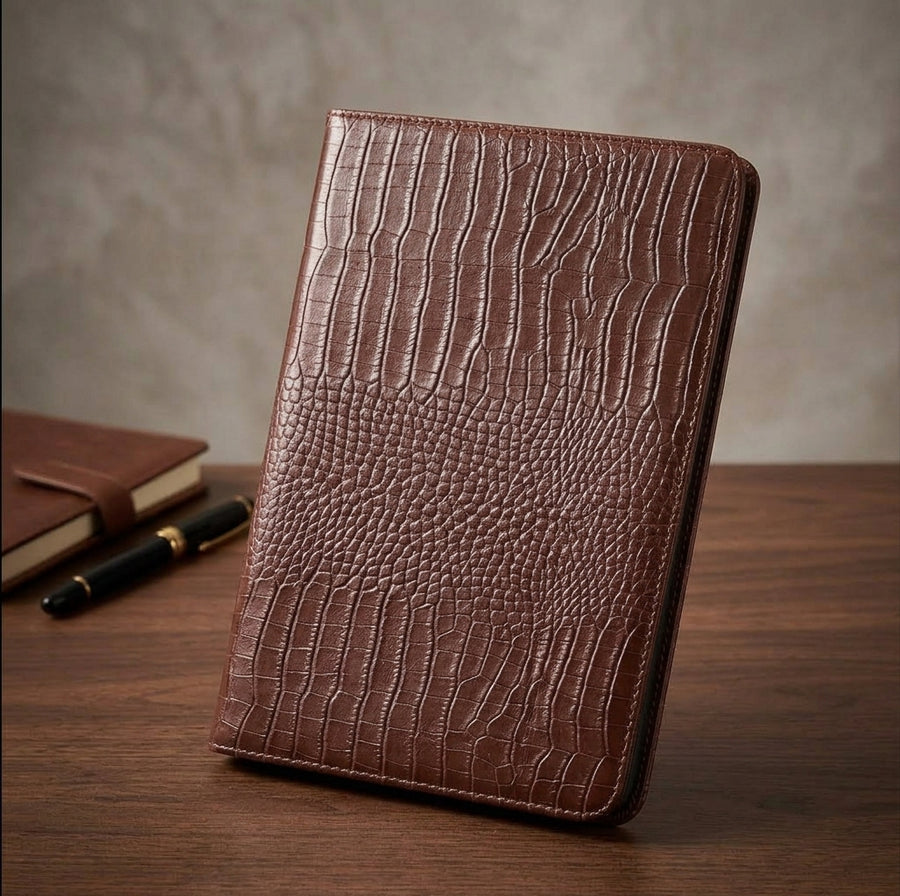 Croc-Embossed Leather iPad Case
