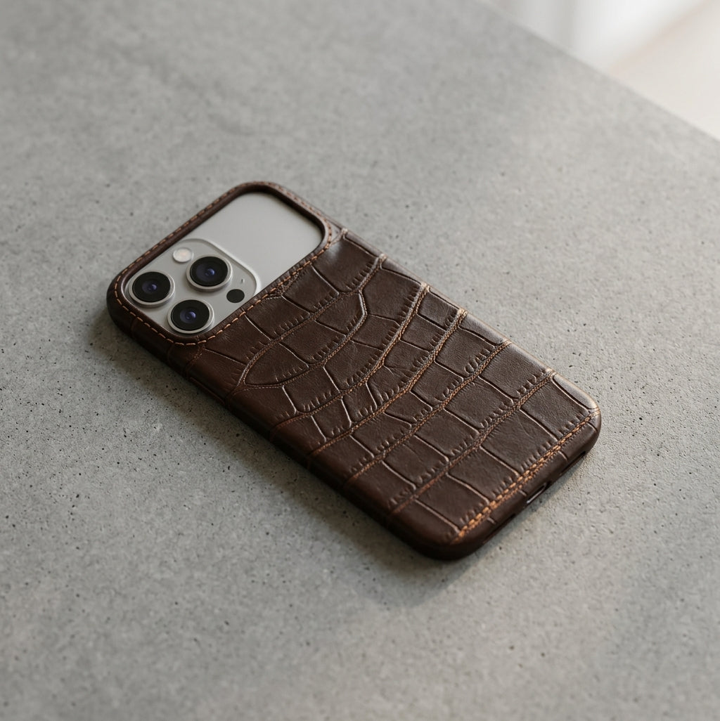 Croc-Embossed Leather Case