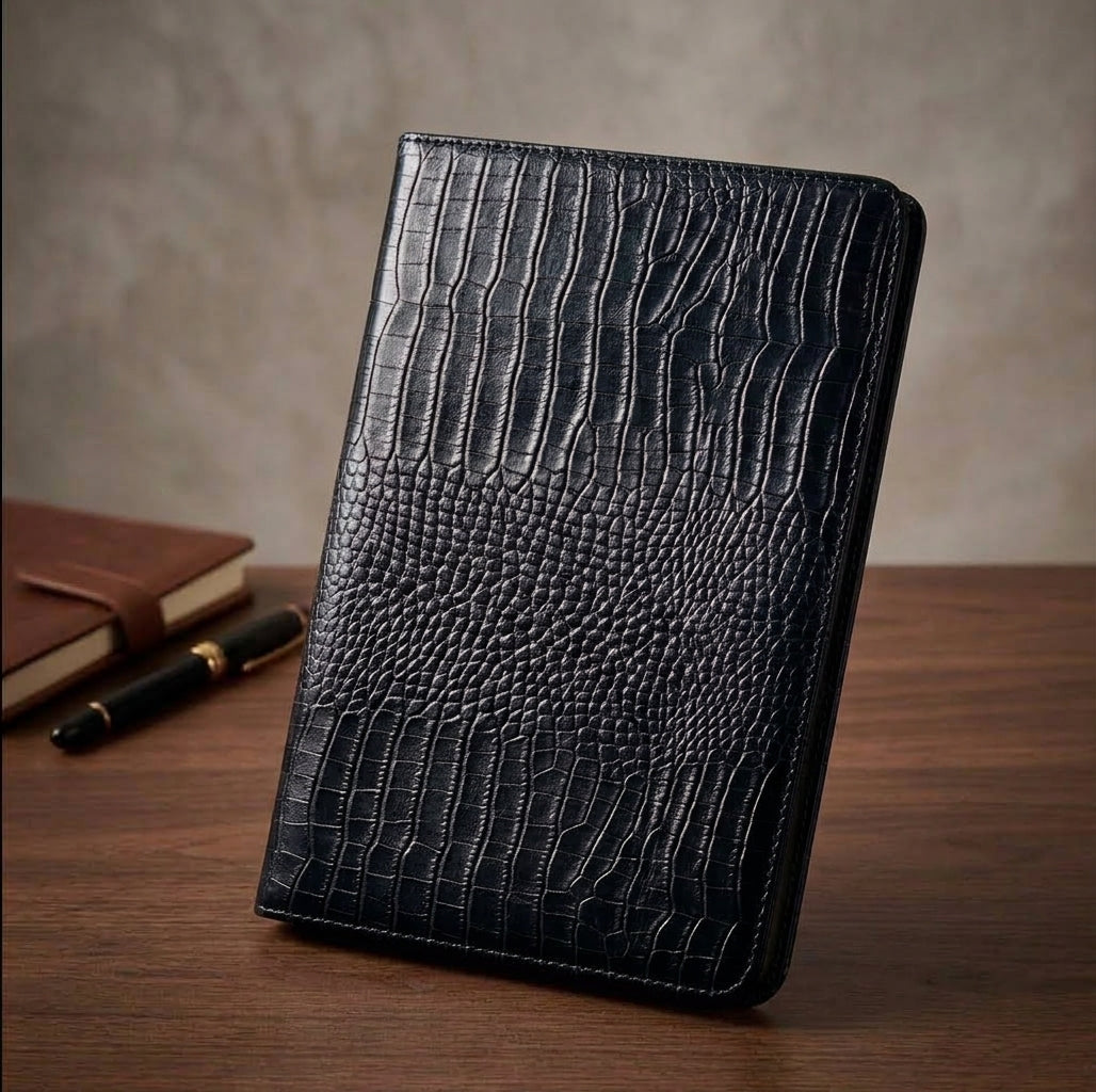 Croc-Embossed Leather iPad Case
